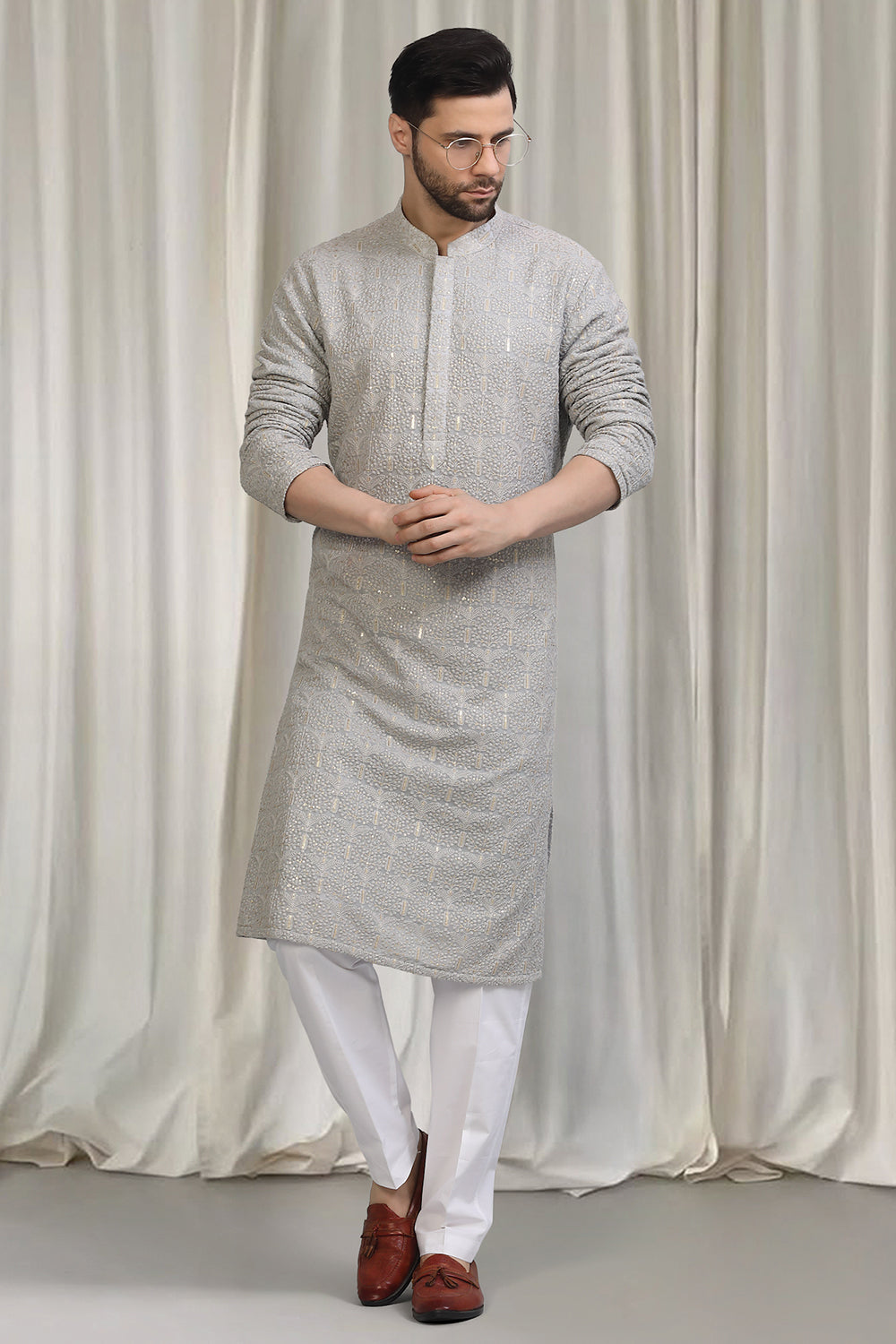 Swarna Utsav All Over  Embroidered Kurta With Back Elastic Pants