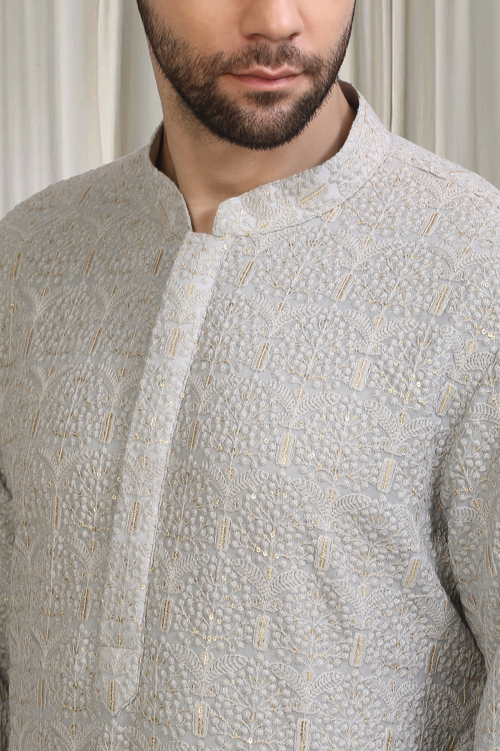 Swarna Utsav All Over  Embroidered Kurta With Back Elastic Pants