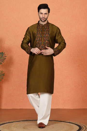 Swarna Utsav All Over  Embroidered Kurta with Back Elastic Pants