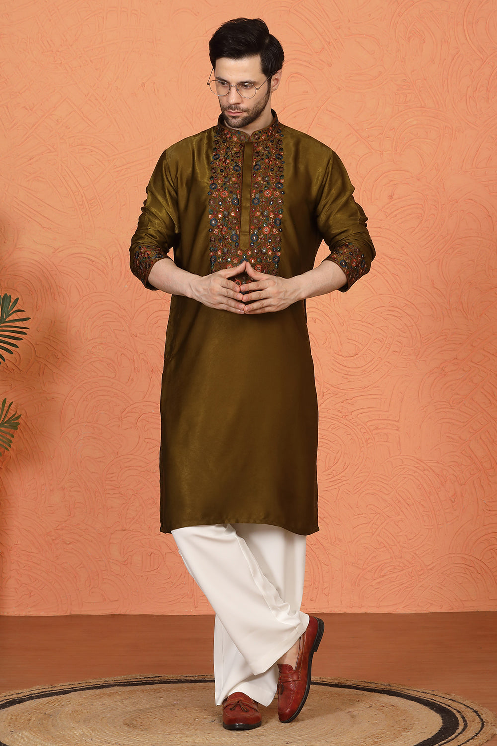 Swarna Utsav All Over  Embroidered Kurta with Back Elastic Pants