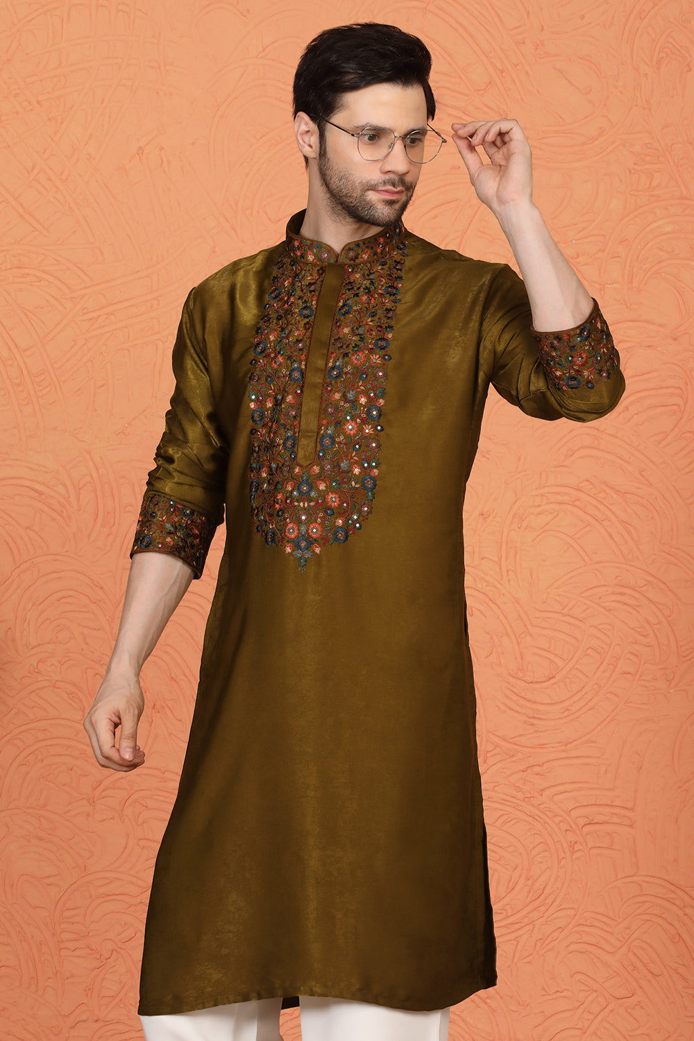 Swarna Utsav All Over  Embroidered Kurta with Back Elastic Pants