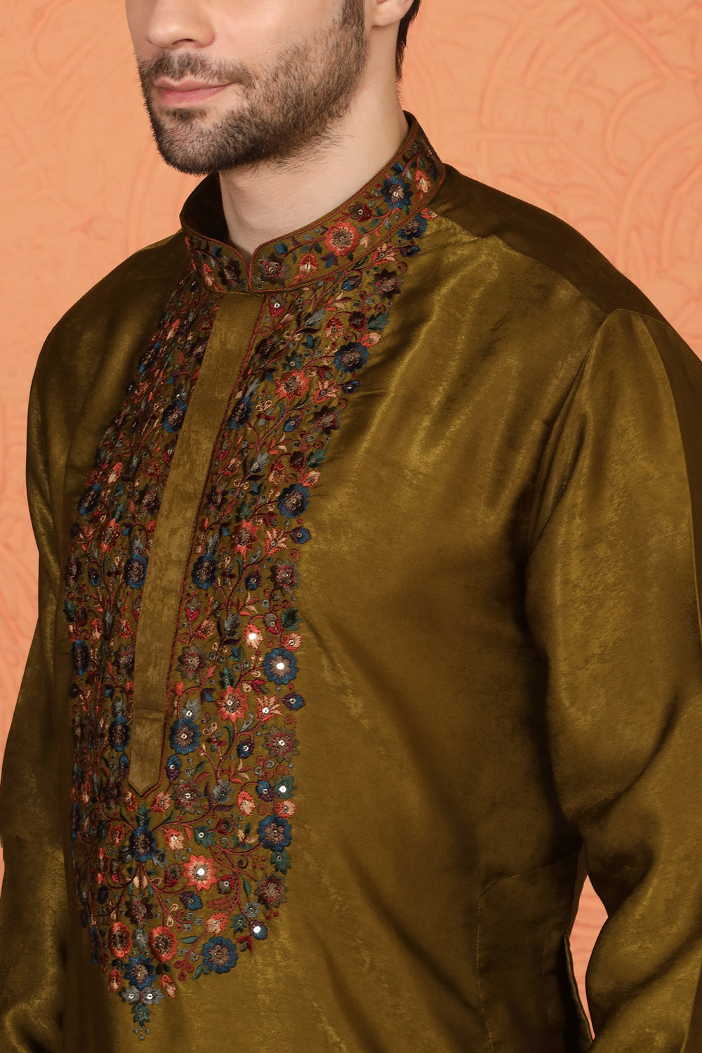 Swarna Utsav All Over  Embroidered Kurta with Back Elastic Pants