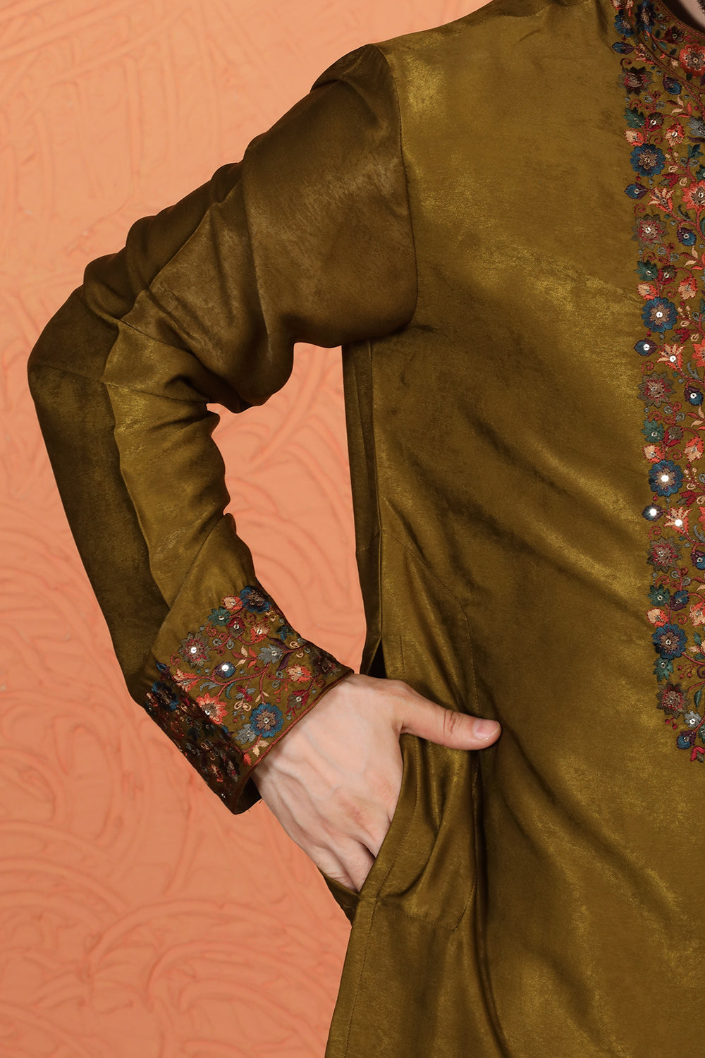 Swarna Utsav All Over  Embroidered Kurta with Back Elastic Pants