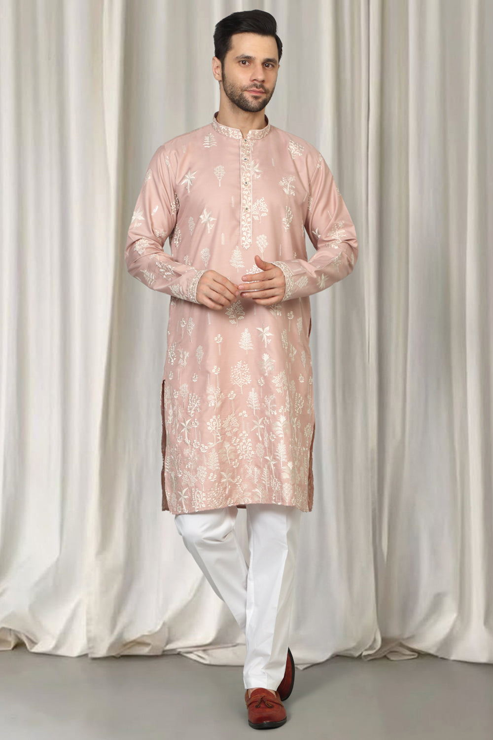 Upwan  Embroidered Kurta Back Elastic Pants