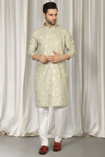Upwan  Embroidered Kurta Back Elastic Pants