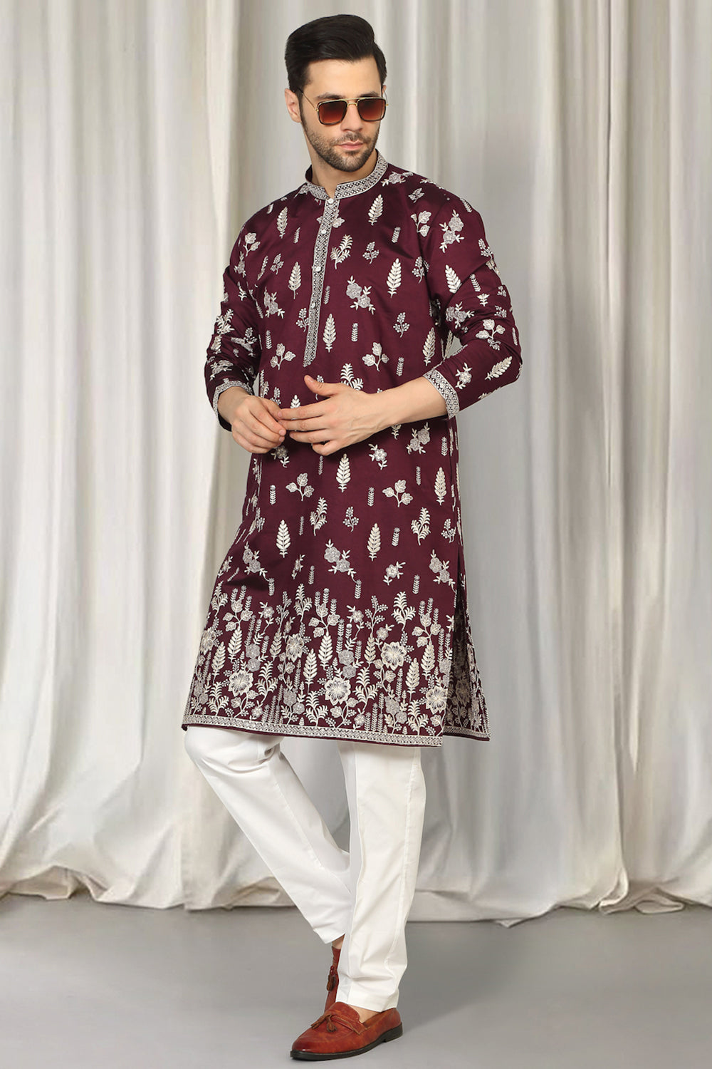 Upwan  Embroidered Kurta Back Elastic Pants