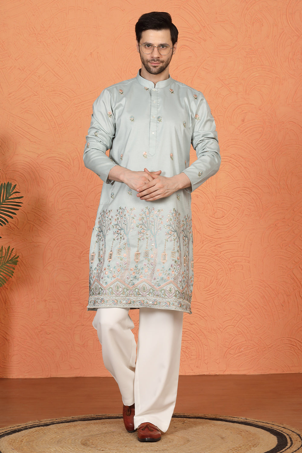 Upwan Utsav  Embroidered Kurta with  Loose Fit Parallel  Pants