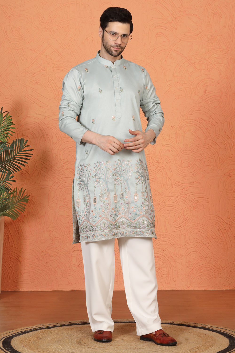 Upwan Utsav  Embroidered Kurta with  Loose Fit Parallel  Pants
