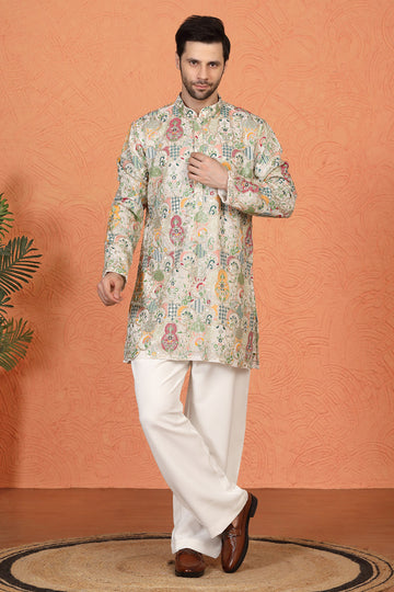 Utsav Embroidered Kurta  with Loose Fit Back Elastic Parallel Pants